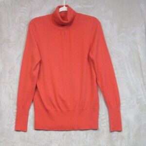Classiques Entier Sweater 100% Cashmere Turtleneck Orange Size Large Luxury
